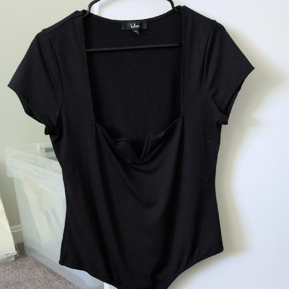 Black Notch Neck Bodysuit